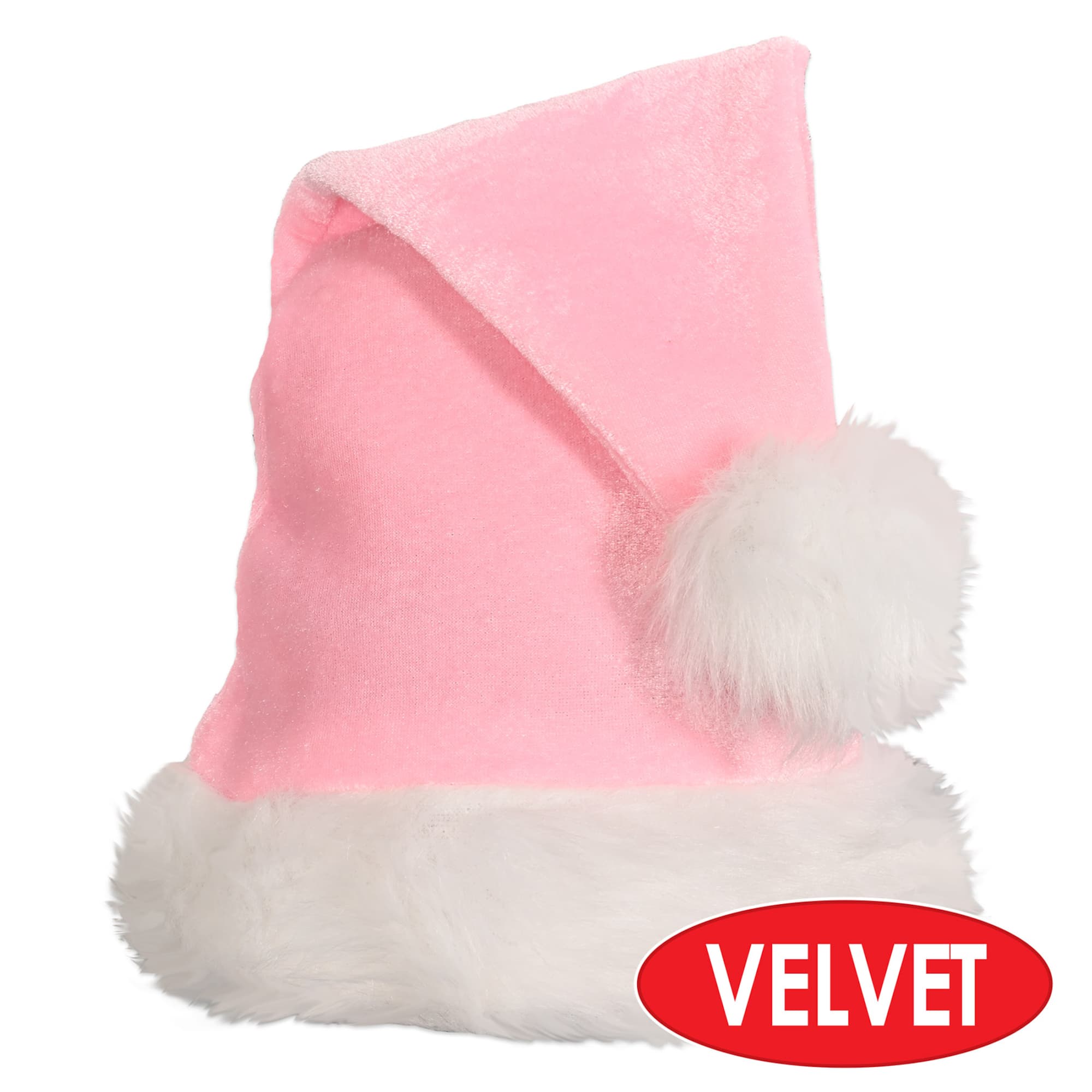 Beistle Light Pink Velvet Santa Hats, 2ct.